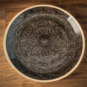 Uzbek Plate (Lyagan) “Brown pencil” 38 Cm