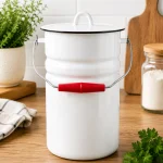 6 liter white enamel milk canister with lid