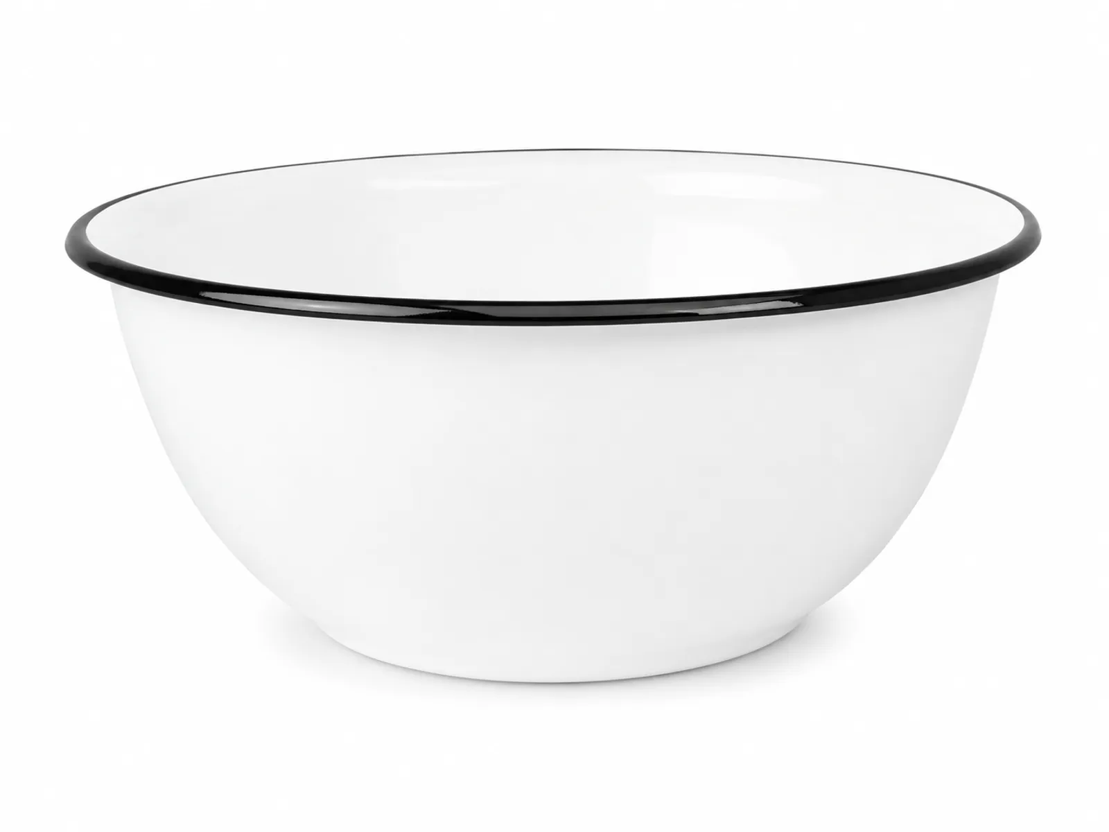Enamel bowl 0.8 liter white with blue rim