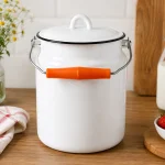 Enamel milk can 3 liters white container