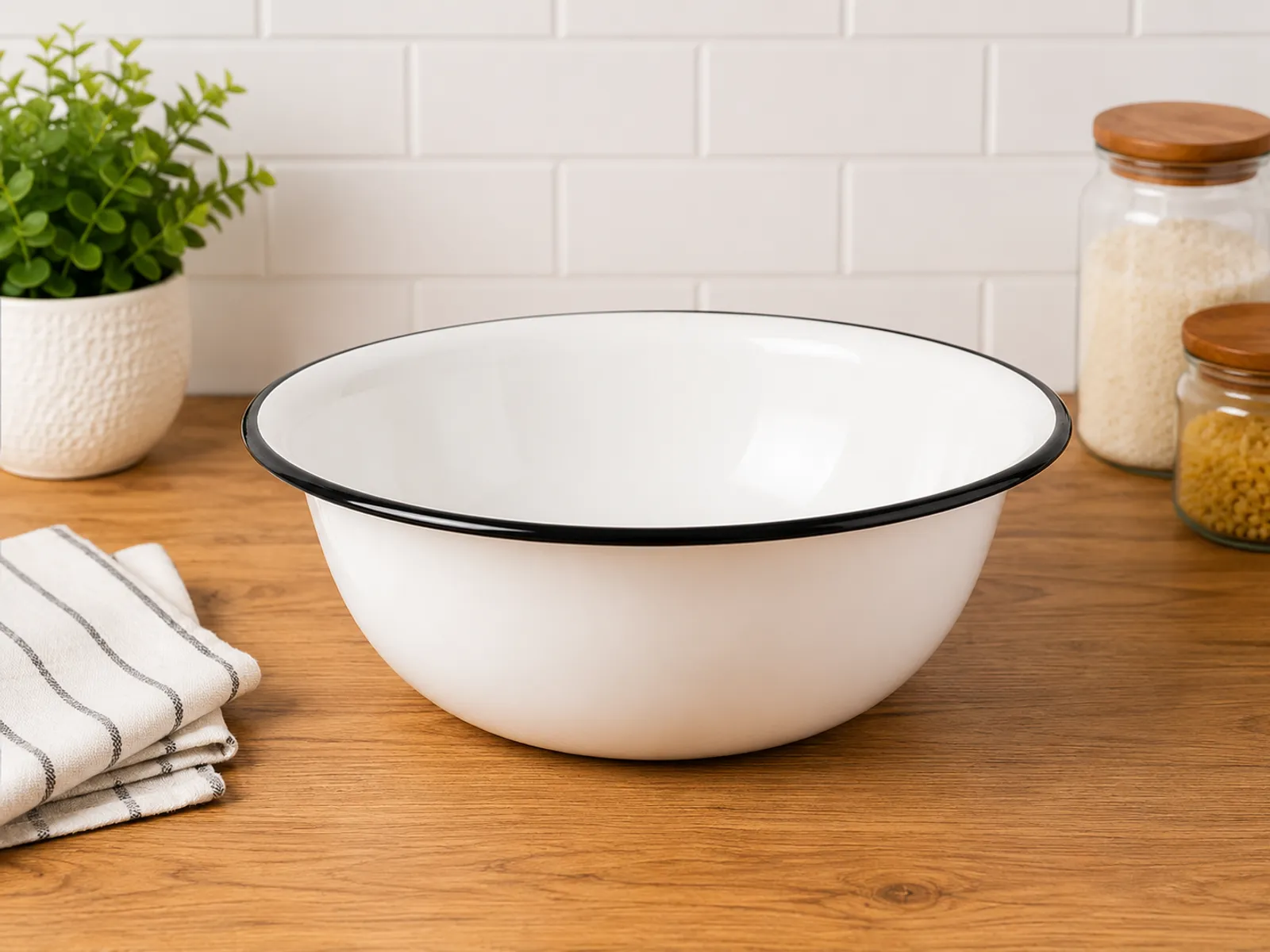 1.5 litre enamel bowl white kitchen cookware