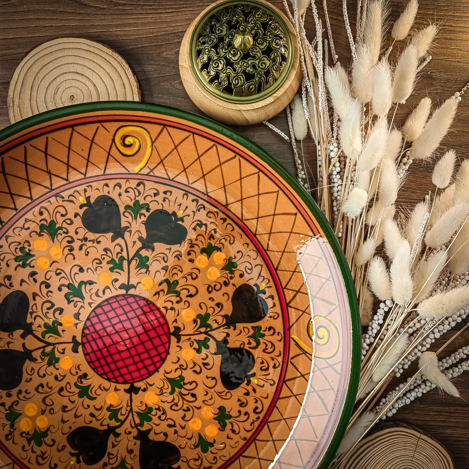 Description food culture Uzbek terracotta Lyagan plate 38cm