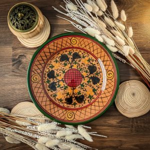 Uzbek Ceramic Lyagan Plate 26 cm – Terracotta Hand-Painted Serving Platter for Plov | Traditional Uzbekistan Pottery | Housewarming Gift