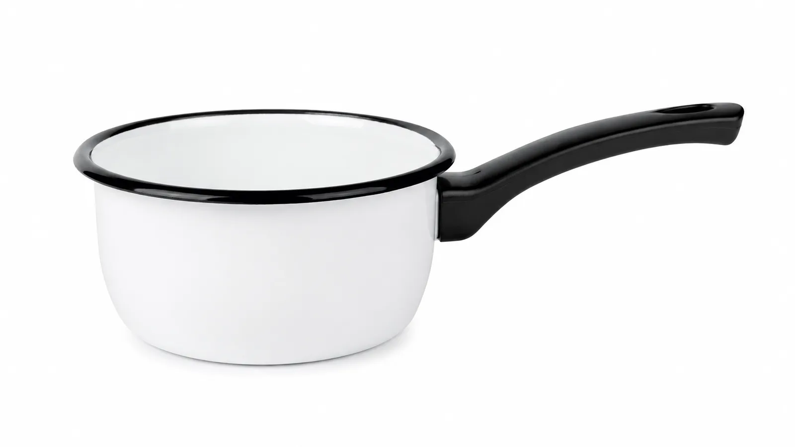 Enamel saucepan 1.5L with black plastic handle