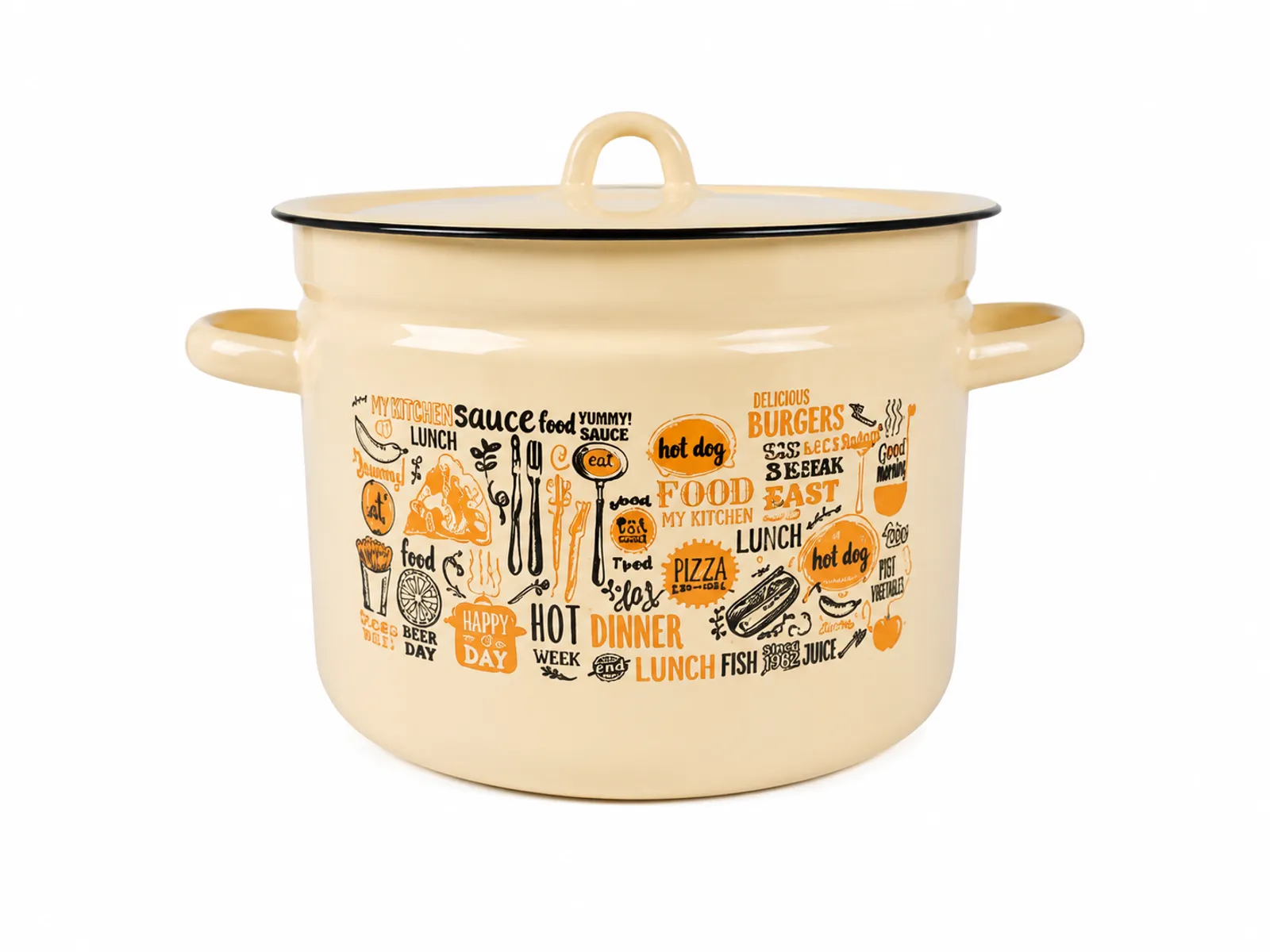 Enamel pot 5.5L with lid for family cooking