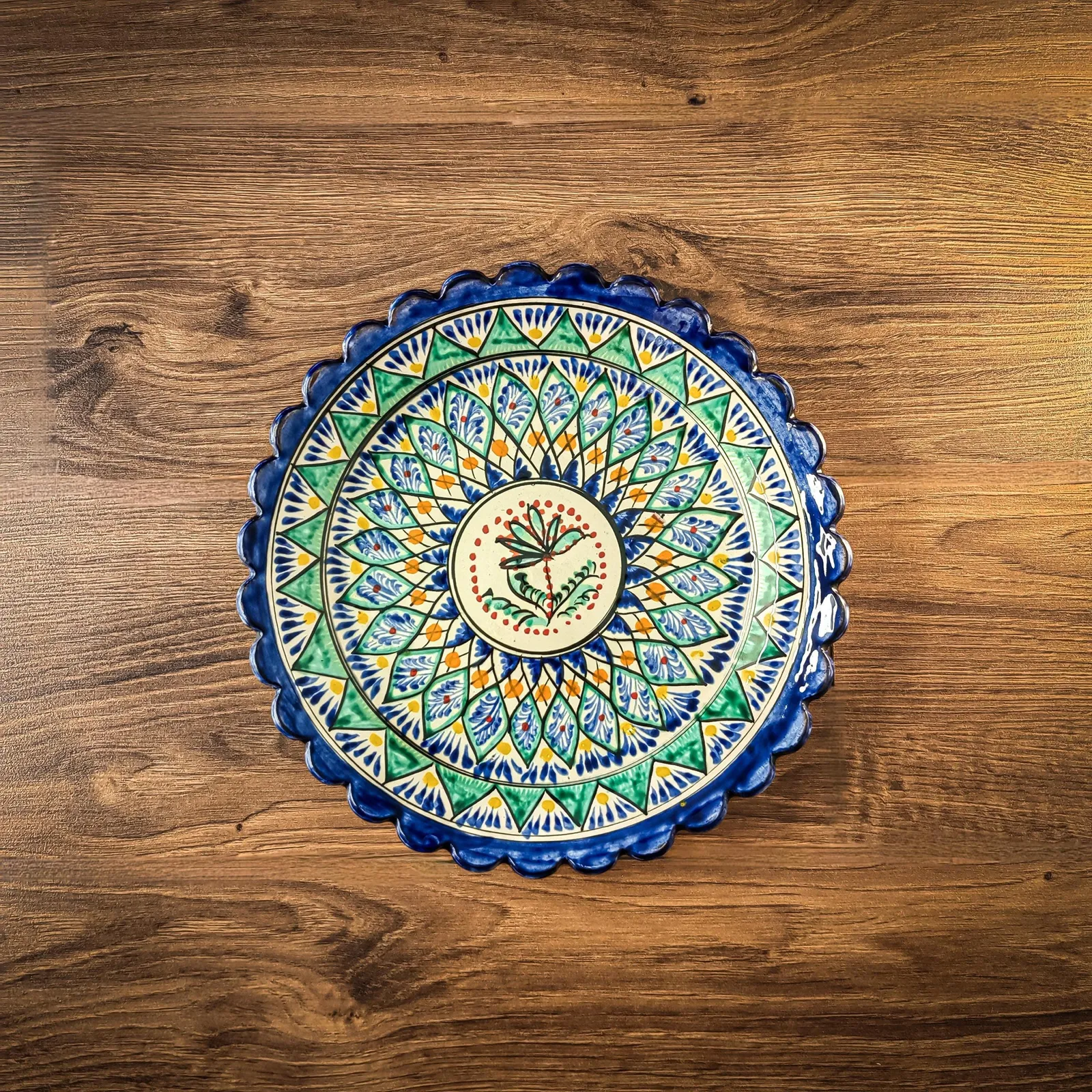 Uzbek Plate (Lyagan) with ribbed edge “Mekhrob” 25 cm