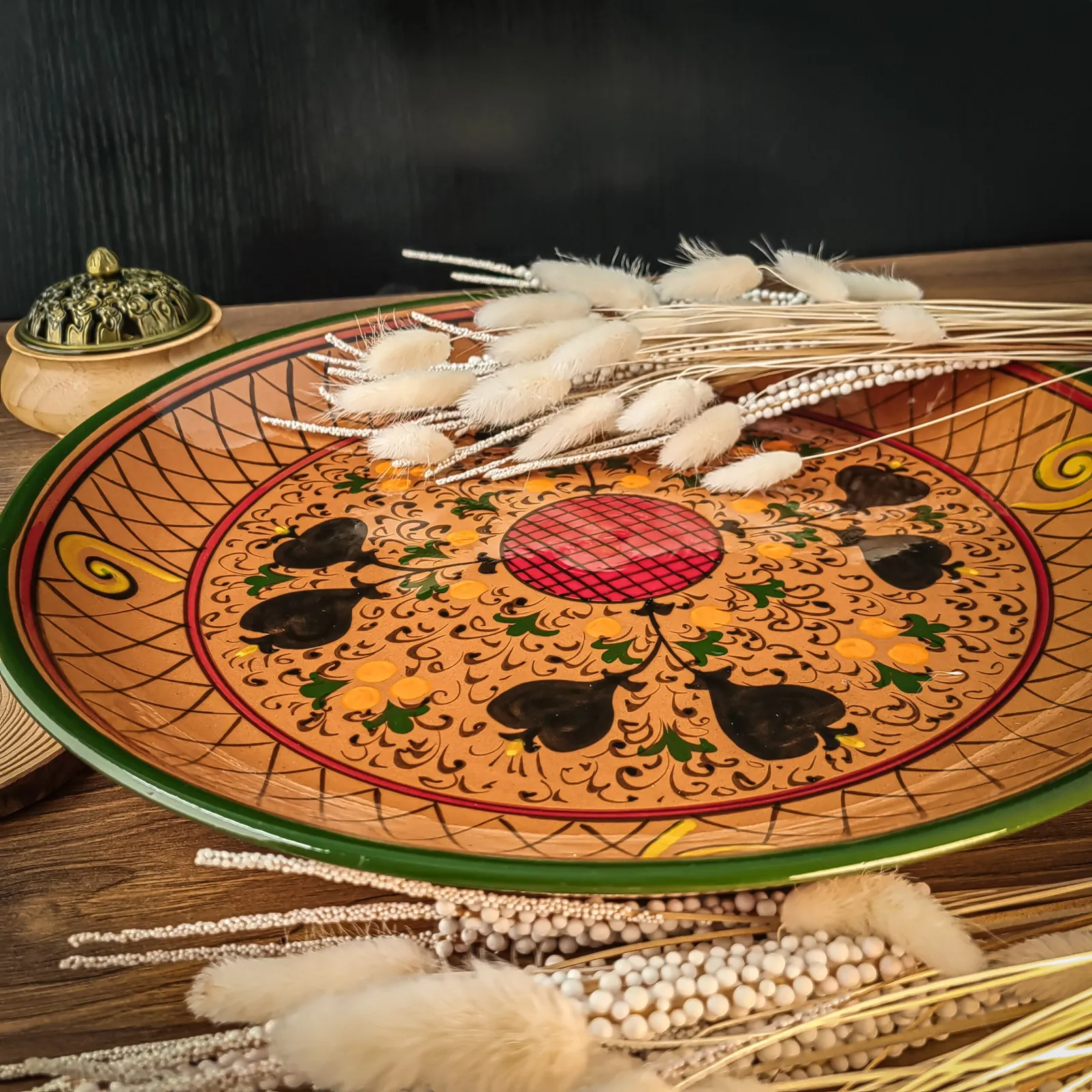 Description food culture Uzbek terracotta Lyagan plate 38cm