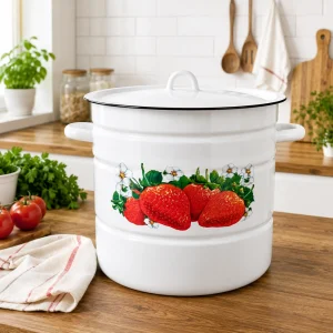 Enamel pot 16 liters with decorative patterned design