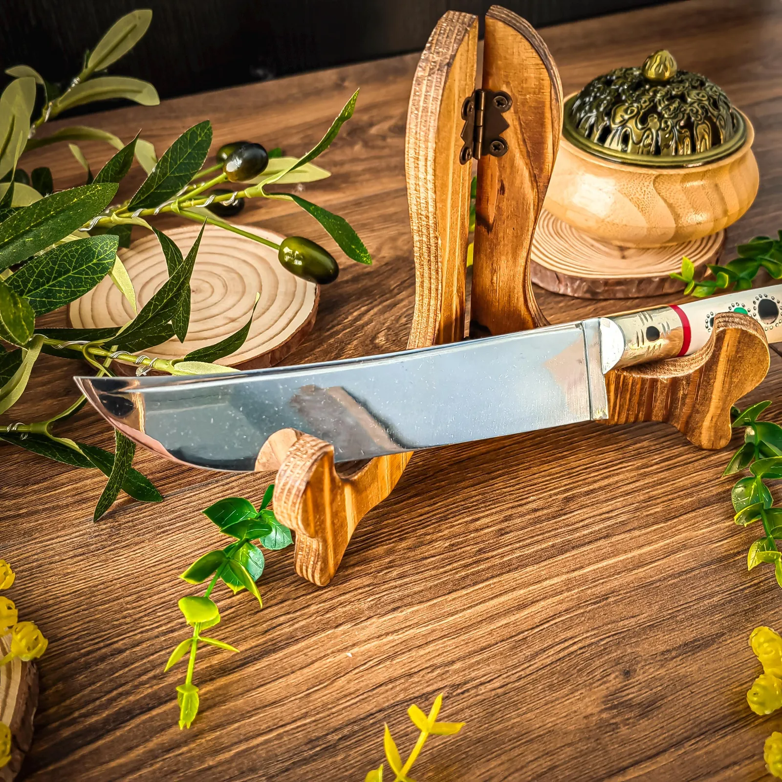 Uzbek Pchak Knife 27 cm with Eco-Leather Sheath – Handmade Traditional Chef Knife