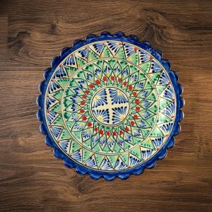 Uzbek Plate (Lyagan) with ribbed edge “Mekhrob” 25 cm