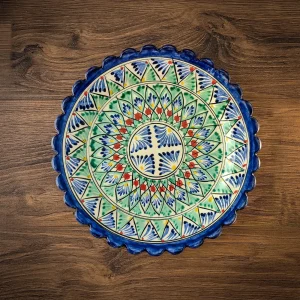 Uzbek Plate (Lyagan) with ribbed edge “Mekhrob” 25 cm