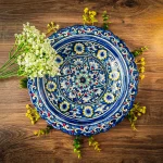 Узбекская тарелка (ляган) с рефленым краем “Кора-Калам” 32 см