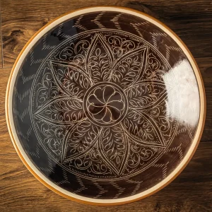 Uzbek Plate (Lyagan) “Brown Pencil” 34 Cm