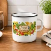 Enameled mug 1 liter patterned
