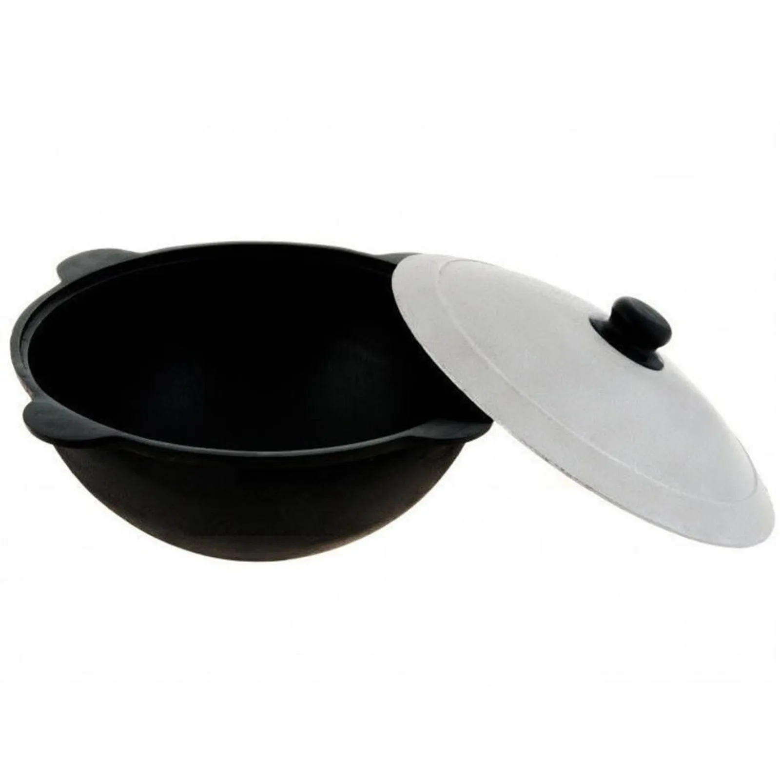 Uzbek Cast-Iron Kazan 16 L with Flat Bottom and Lid · Grillnurk