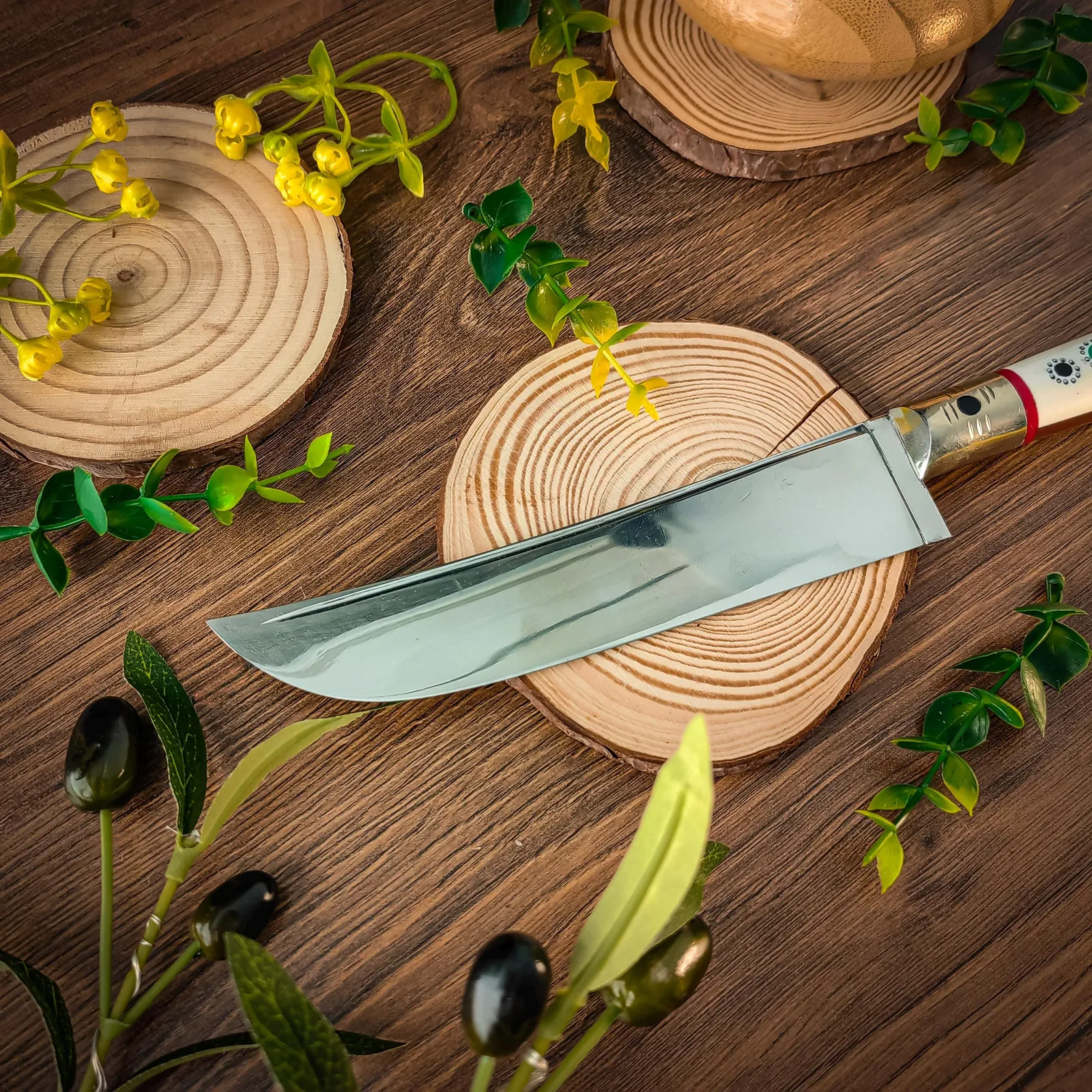 Uzbek Pchak Knife 27 cm with Eco-Leather Sheath – Handmade Traditional Chef Knife