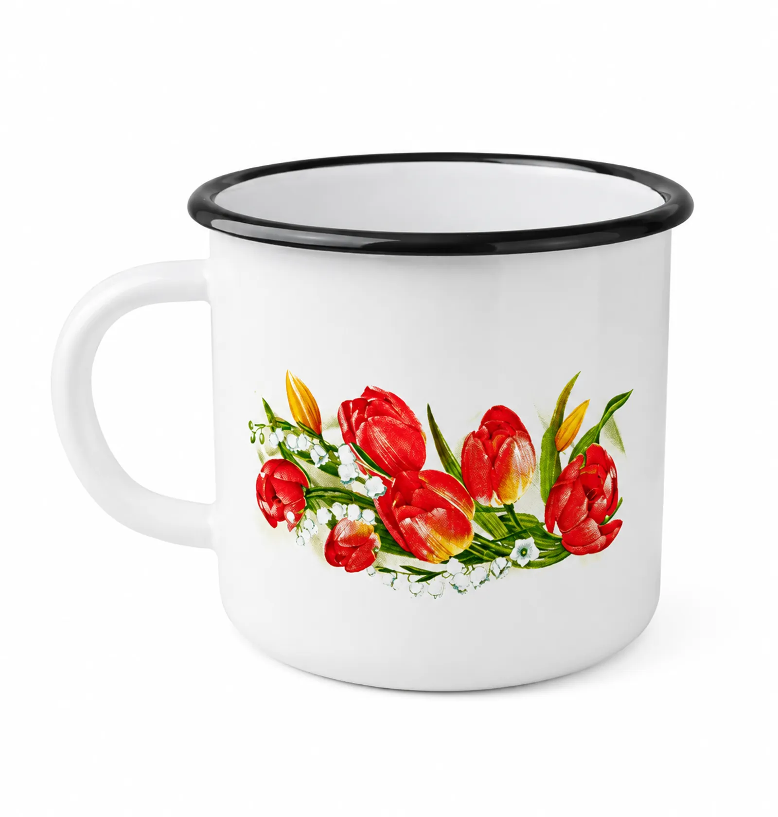 Enamel Mug 0.25L with pattern E-Kodumarket carbon steel coating