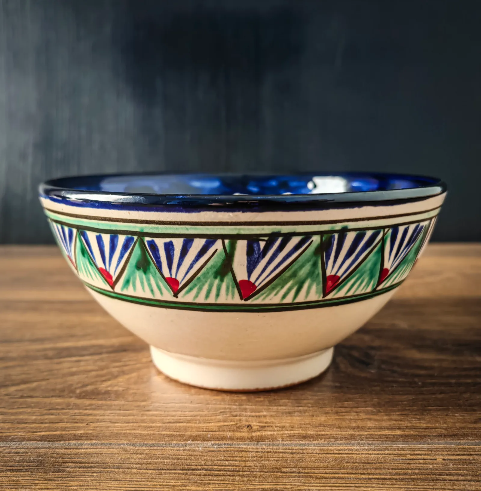 Colorful 15cm Uzbek ornamental ceramic bowl with traditional motifs