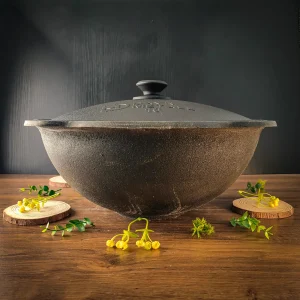 Description Uzbek cast-iron kazan 10L with flat bottom and lid