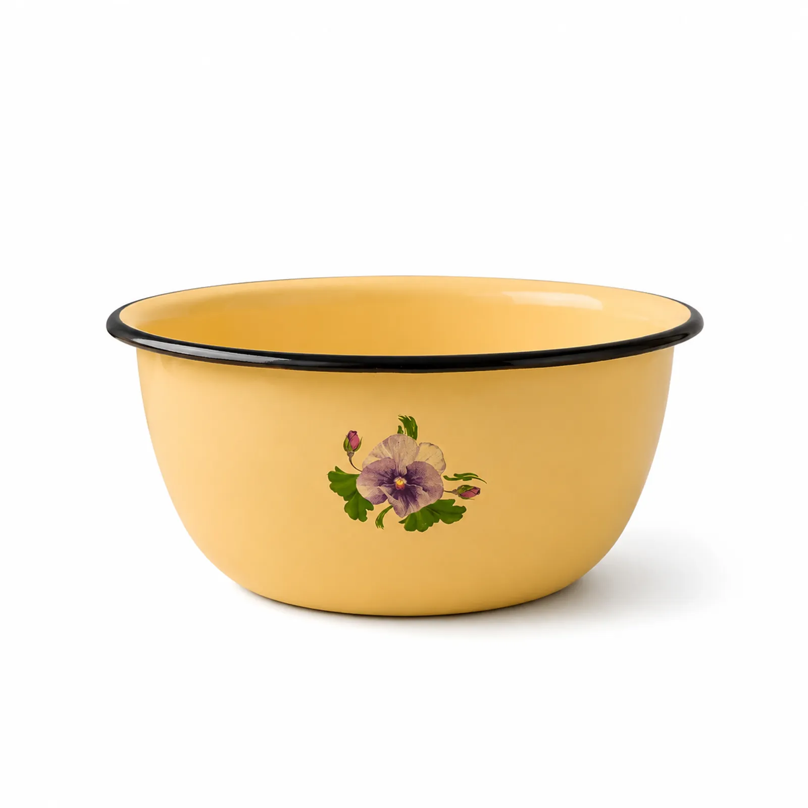 Enamel bowl E-Kodumarket 1.5L white floral pattern