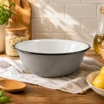 Grey enamel bowl 3.5 L for kitchen use