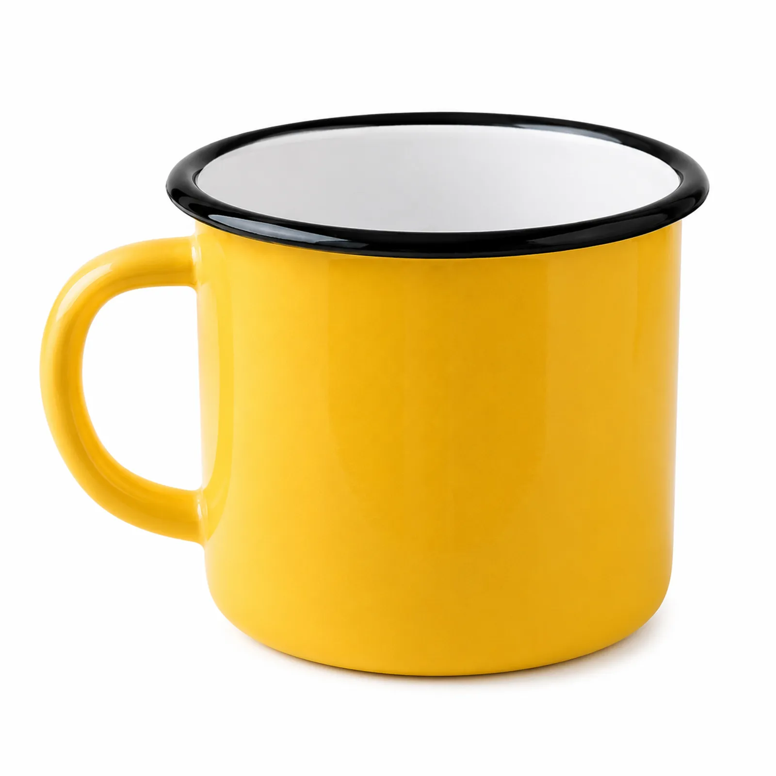 White enamel camping mug 0.25L with black rim