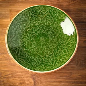 Uzbek plate lyagan brown ceramic 34 cm handcrafted design