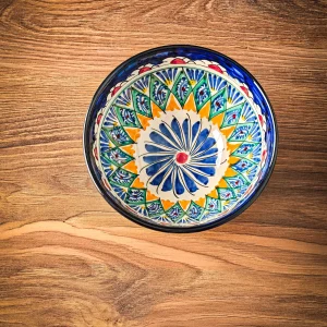 Uzbek bowl with traditional ornamental ceramic design 15cm