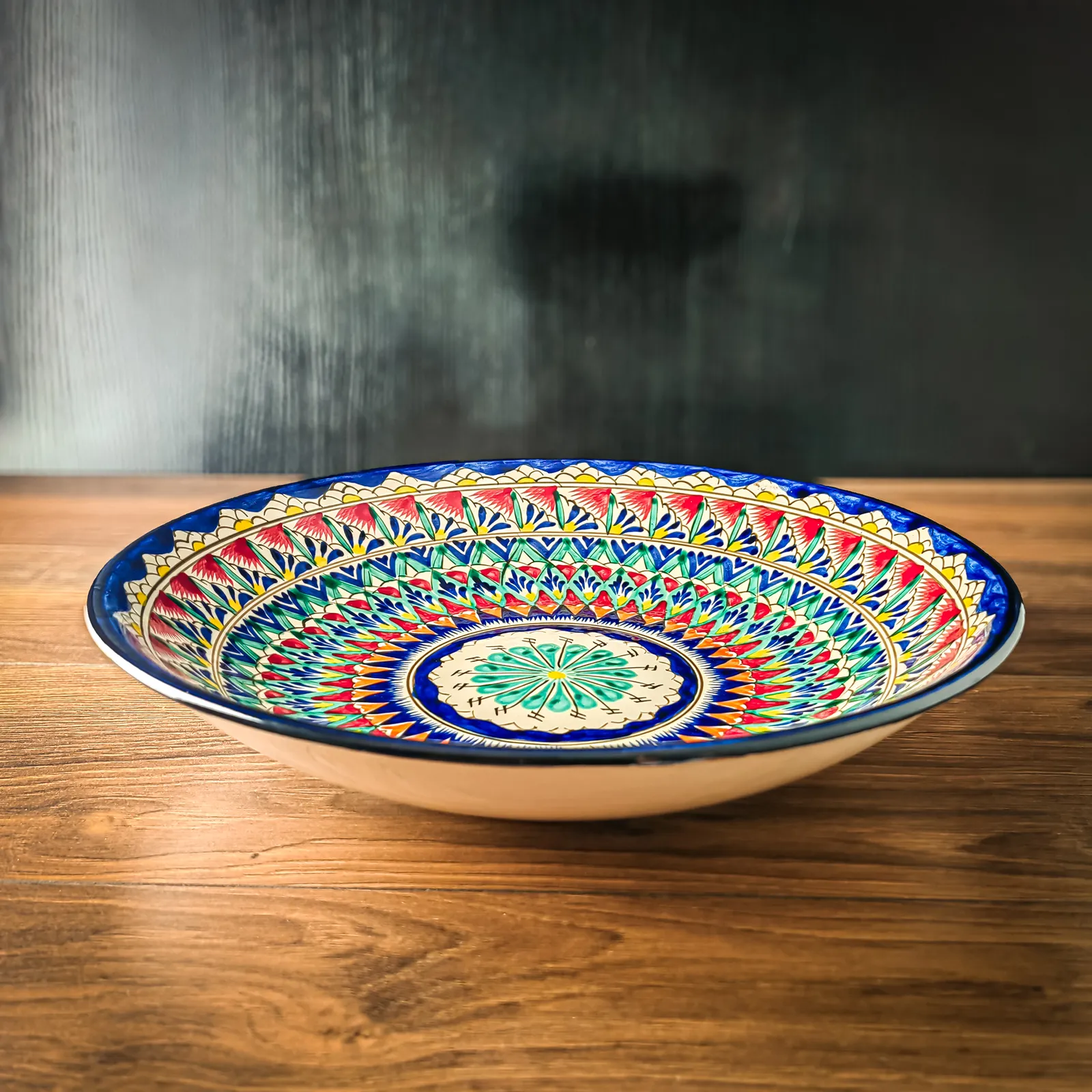 Uzbek plate Lyagan Mekhrob 34 cm traditional ceramic ornament