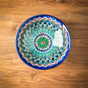Uzbek bowl 26 cm handmade ceramic traditional pattern