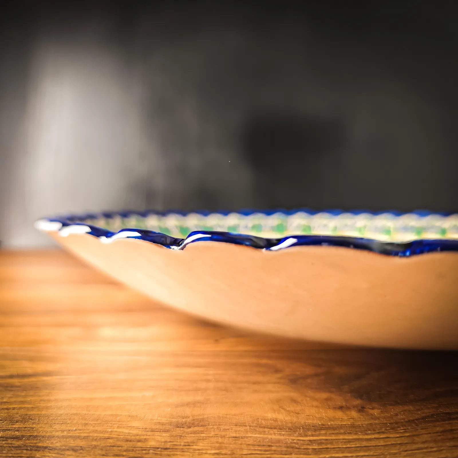 Uzbek plate lyagan fluted edge Mekhrob ceramic 42cm