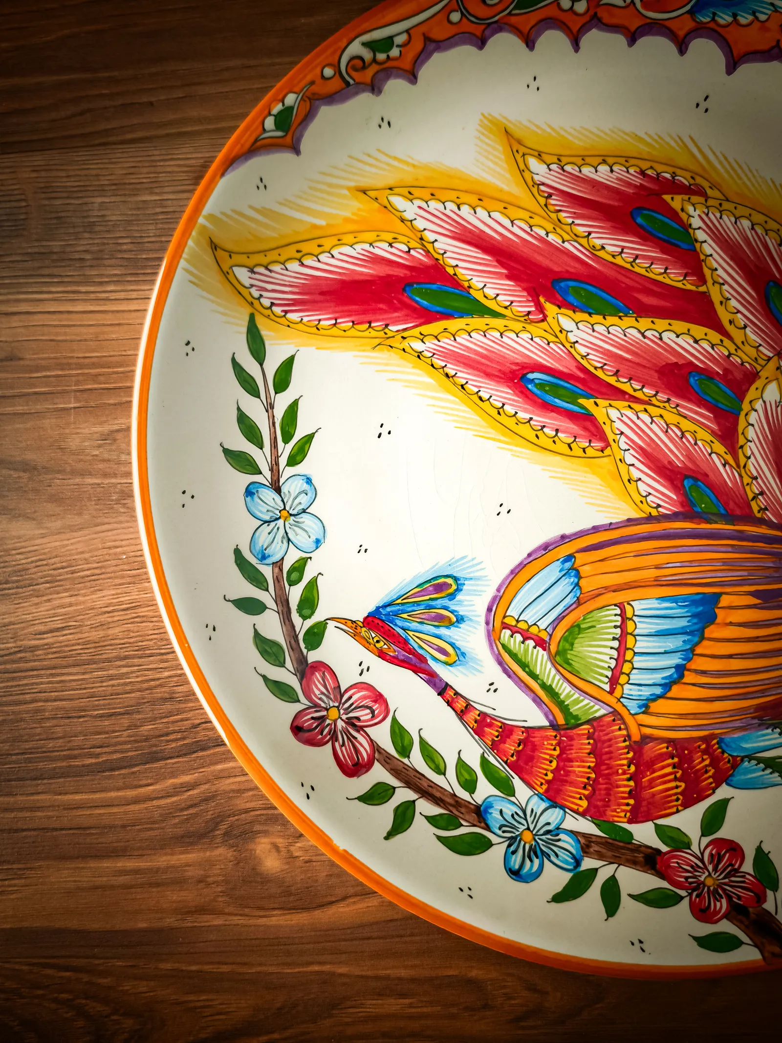 Uzbek plate lagan firebird 38 cm ceramic serving platter