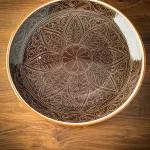 Uzbek plate lyagan pencil 38 cm brown Rishtan ceramic