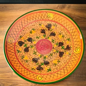 Uzbek plate lyagan terracotta 42 cm hand-painted ceramic serving dish