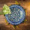 Узбекская тарелка (ляган) с рефленым краем “Кора-Калам” 32 см