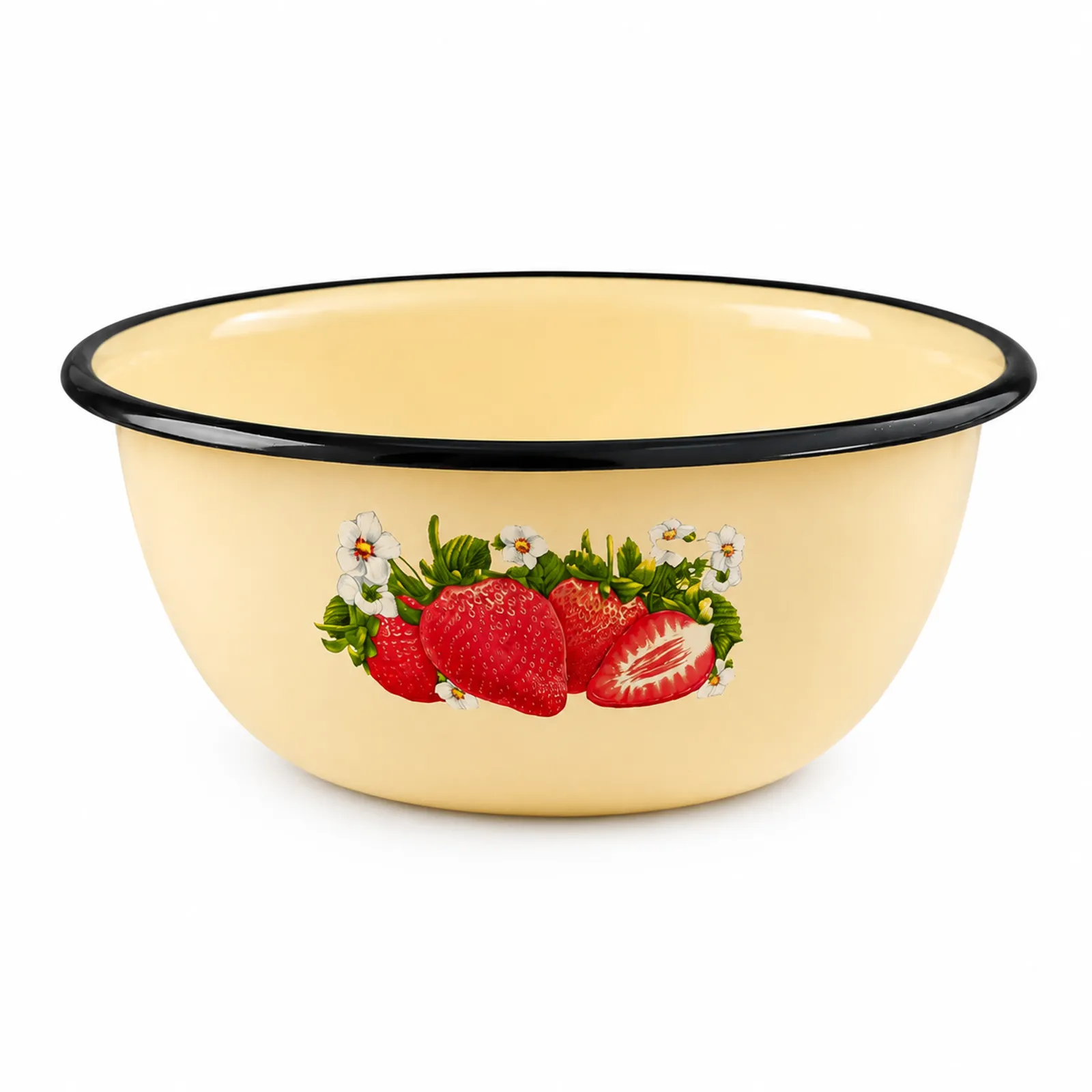 Эмалированная миска объёмом 1,5 л с узором клубники E-Kodumarket