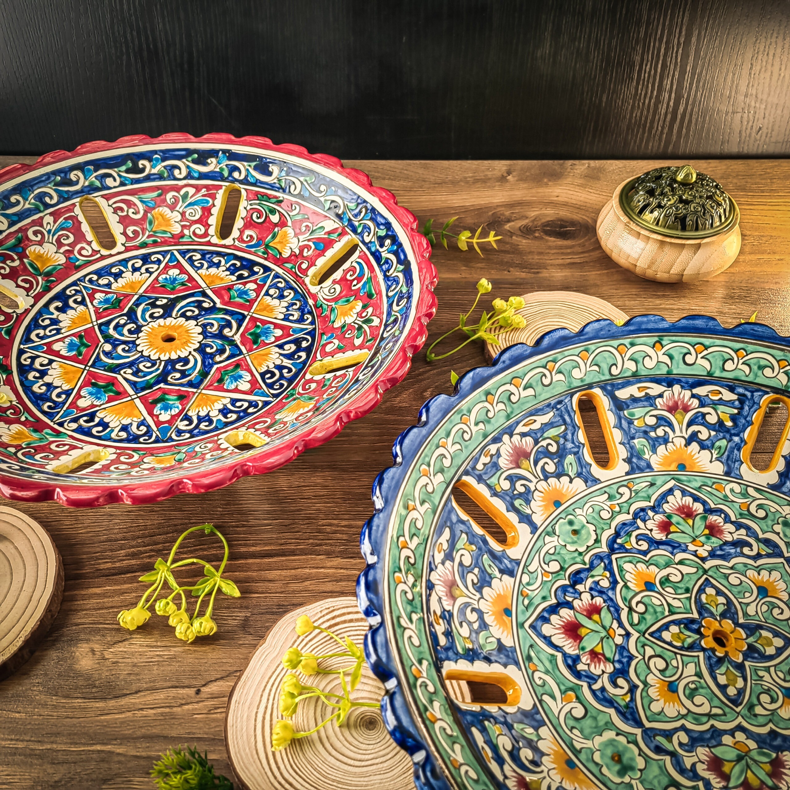 Uzbek Fruit Plate Kora-Kalam 32 Cm 2 Uzbek Fruit Plate Kora-Kalam 32 Cm - Image 2