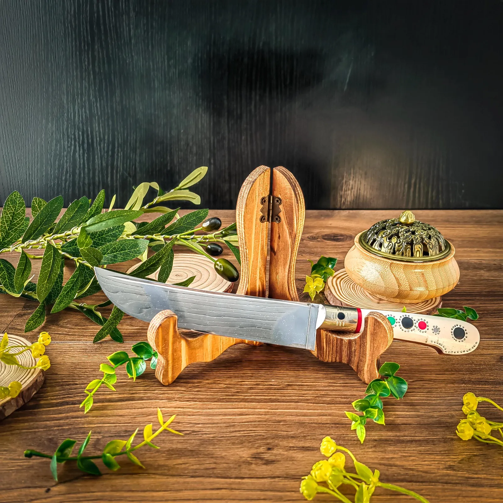 Uzbek Pchak Knife 27 cm with Eco-Leather Sheath – Handmade Traditional Chef Knife Grillnurk