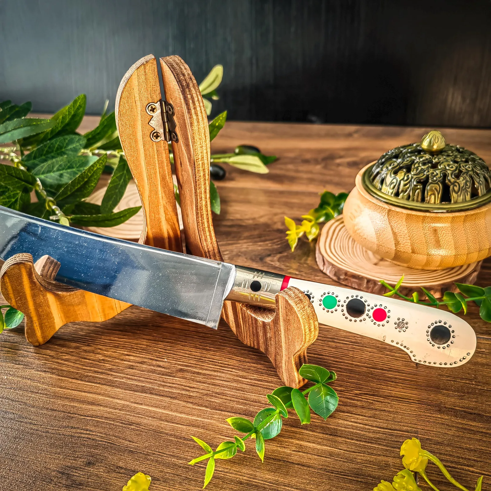 Uzbek Pchak Knife 27 cm with Eco-Leather Sheath – Handmade Traditional Chef Knife Grillnurk