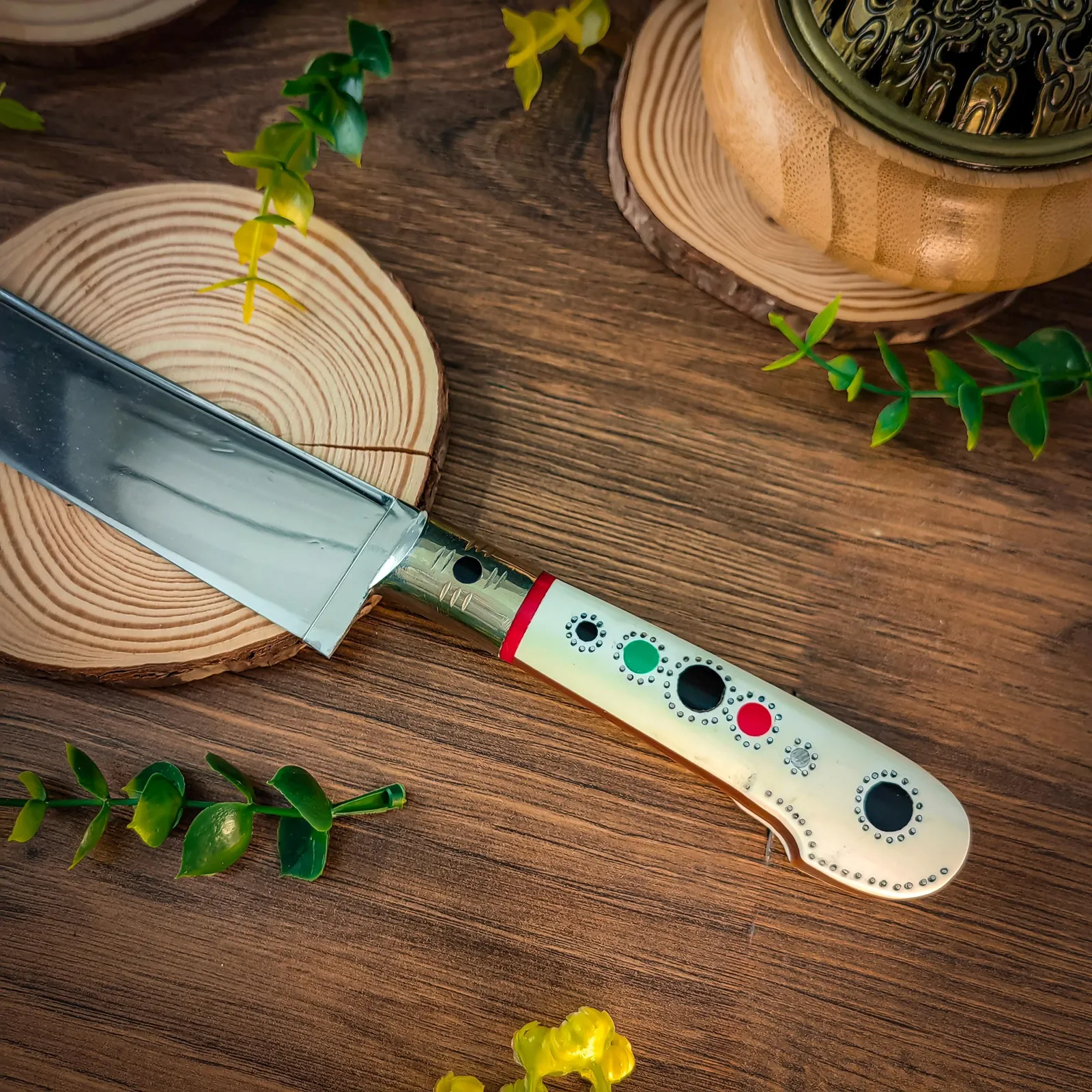 Uzbek Pchak Knife 27 cm with Eco-Leather Sheath – Handmade Traditional Chef Knife Grillnurk