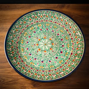 Usbeki praetaldrik ljagan Kora-Kalam käsitsi maalitud mustriga, 42 cm